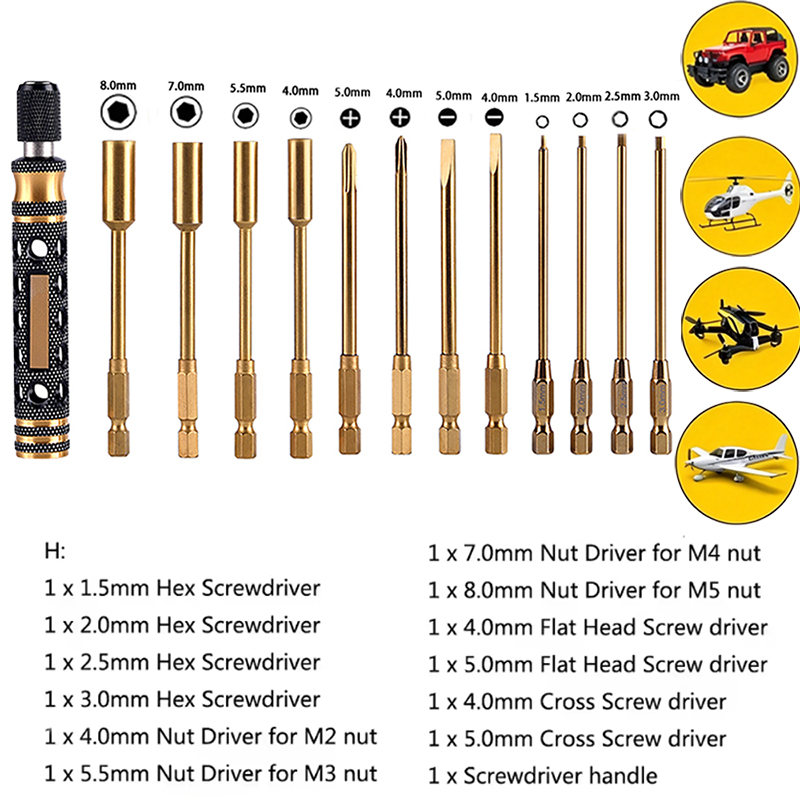 RC Metal Hex Screwdriver Set 1 - Rc Hobby Electric Screwdriver 评论和价格
