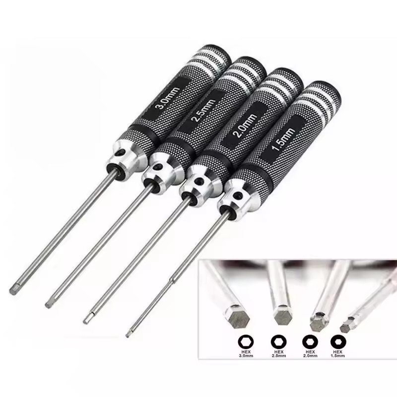 4PCS 1.5/2/2.5/3.0mm Black Hex - Rc Hobby Electric Screwdriver 评论和价格